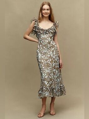 chinese dress ladies Pleated Chiffon V-Neck Front Slit Evening Dress